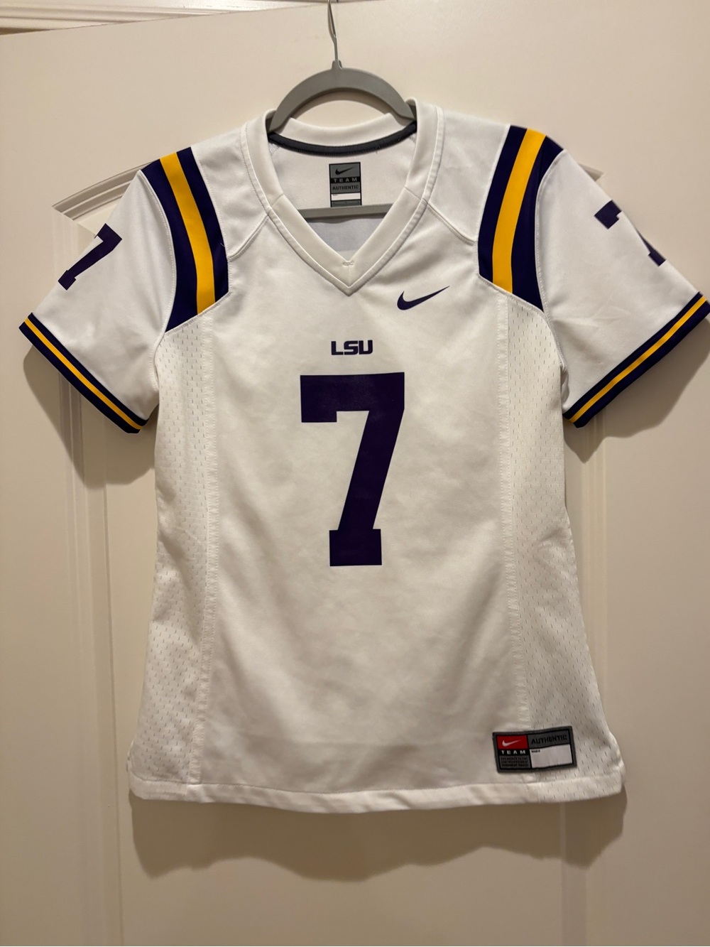 LSU Tigers Nike Team Replica Football Jersey #7 White M